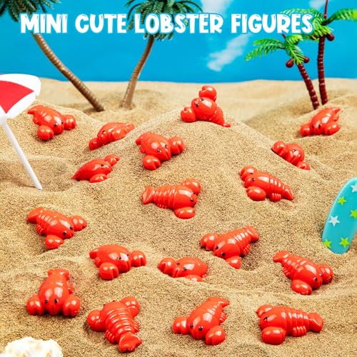 100PCS Mini Resin Lobsters Realistic Plastic Resin Lobster Models, Cute Tiny Red Crawfish Decor for Hidden Game Crawfish Party Tabletop Decor Supplies Food Model - style: Lobster-100