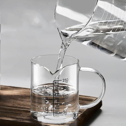 Glass Measuring Cup with V-Shaped Spout, High Borosilicate Glass, Capacity, Easy-Read Scale 250ml - color: Clear