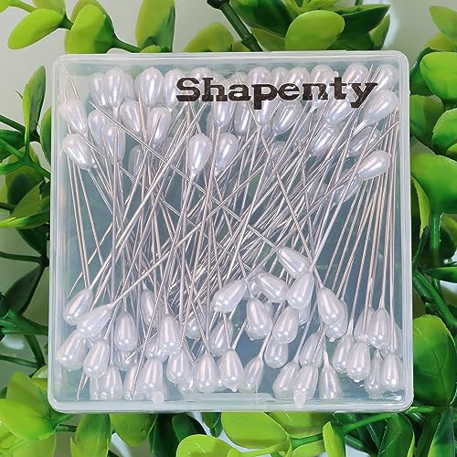 Shapenty Pearl Head Pins Teardrop Corsage Boutonniere Pins Straight Pins for Fabric Sewing Quilting Projects Jewelry Making Wedding DIY Craft Flower Decoration, 100PCS (55mm) - size: 55mm