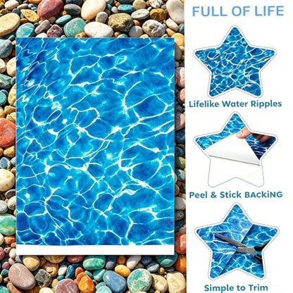5pcs Ripple Water Stickers, Water Paper | Self-Adhesive Fake Water, Ocean Diorama Scene Stickers for Lakes, Rivers, Miniature Home Decor