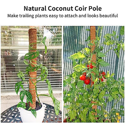 Moss Pole for Plants Monstera, 2 Pack 23.6 inch Plant Support Pole, Extendable Coir Totem Pole for Potted Plants Pothos,Train Indoor Climbing Plants to Grow Upwards - Extends to 40.6 Inches - size: 2 Pack 23.6 inch