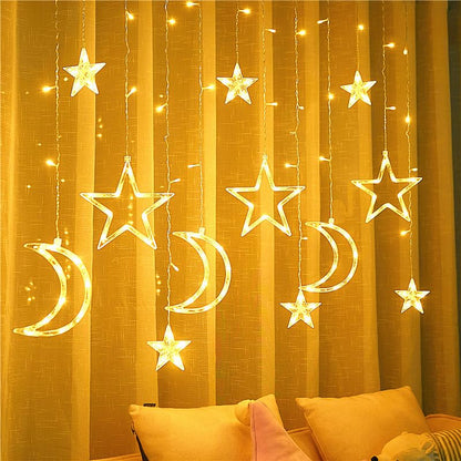 Moon Star LED Lanterns for Ramadan Eid Decor - Festive Home Lighting, Decorative Islamic Lights
