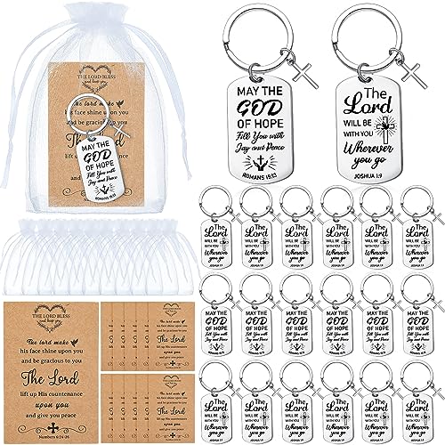 Siifert 24 Sets Christian Keychain Gifts Bible Verse Cross Keychain, Square