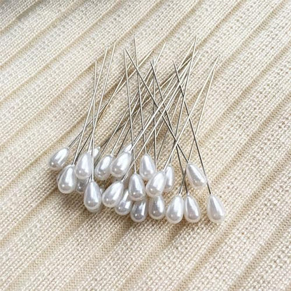 Zlongron 100 Pieces Hijab pins, Long Teardrop Pearl Head pin, Boutonniere pins, Buttonhole pin, can Also be Used for Jewelry Making Sewing Wedding Floral Decorations and DIY Crafts