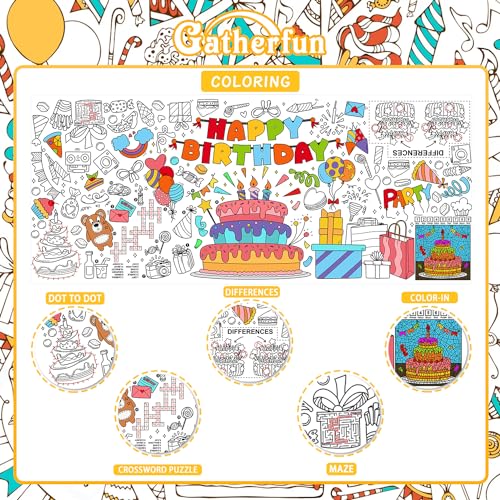 Gatherfun 교실 벽용 자이언트 컬러링 포스터 - 다용도 79.2 x 182.9cm(31.5 x 72인치) 생일 활동 포스터/테이블 커버, 학교 파티, 생일 파티 및 특별 이벤트 장식 - style: 생일 축하합니다
