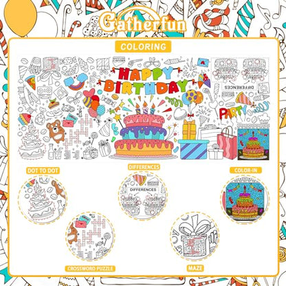 Gatherfun 교실 벽용 자이언트 컬러링 포스터 - 다용도 79.2 x 182.9cm(31.5 x 72인치) 생일 활동 포스터/테이블 커버, 학교 파티, 생일 파티 및 특별 이벤트 장식 - style: 생일 축하합니다