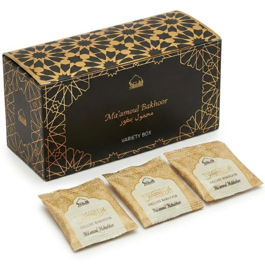 Maamoul Bakhoor Variety Box by Dukhni | Gift Set, Ramadan Hamper & Eid Gift | Authentic Assorted Arabic Oud Incense | 20 pcs Bakhoor for Luxurious Long-Lasting scents - color: Variety Box (20 Piece)