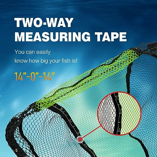 Black Paw Floating Fishing Net Foldable Telescopic Fish Landing Net with Built in Length Scale Rubber Coated for Kayak, Fly, Trout