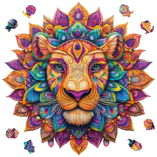 Ruikiyart Lion Puzzle for Kids,Wooden Puzzles Adults 300 Pieces - color: Colorful Lion Head, size: 300PCS