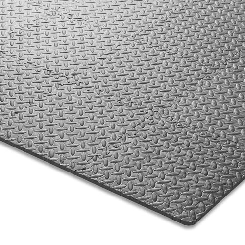 Philosophy Gym Pack of 12 Exercise Flooring Mats - 12 x 12 Inch Foam Rubber Interlocking Puzzle Floor Tiles - Gray - color: 12 Sq Ft, 1/2" Thick - Gray