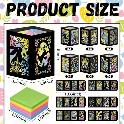 Retisee 24 Pcs Spring Easter Craft Kits with Eggs Bunnies Design DIY Tissue Paper Lantern Suncatcher for Home Party Activity Project Bulk Supplies Easter Birthday Party Gifts - style: Easter