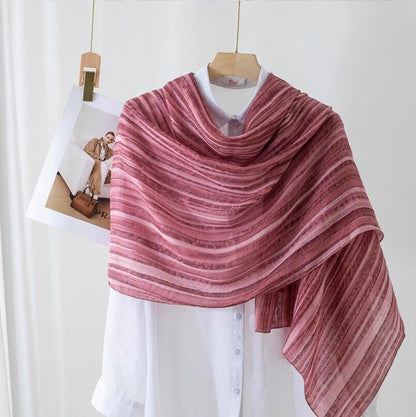 Scarves for Women Lightweight stripe Scarf Cotton Hijab Shawls - color: Pink