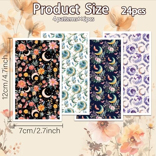 OLYCRAFT 24Pcs Dream Moon Pattern Clay Transfer Paper 4 Styles Transfer Paper for Polymer Moon Plants Polymer Clay Transfer Sheets Fantasy Theme Small Transfer Paper for Clay Earrings Jewelry Making - style: Dream moon