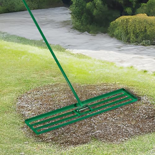 VEVOR Lawn Leveling Rake, 48"x10" Level Lawn Tool, Heavy-Duty Lawn Leveler with 78" Steel Extended Handle, Yard Leveling Rake Suit for Garden, Golf Lawn, Farm - size: 48x10in