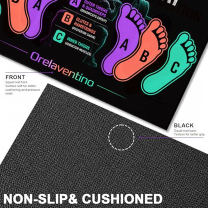 Squat Mat with Foot Position,Non-Slip Workout Mat for Squat & Leg Exercises - color: Purple Black