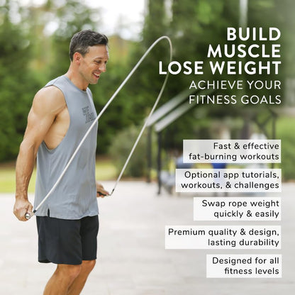 Crossrope Get Lean Weighted Jump Rope Set for Weight Loss | Includes Slim Handles with 1/4 and 1/2 lb weighted ropes for efficient cardio, endurance training, and full-body workouts. - size: XL - (6'2" + User Height), style: 2023 Edition