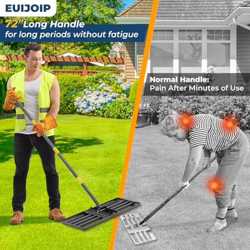 Heavy Duty Lawn Leveling Rake 30x10 with 72" Adjustable Handle - Commercial Grade Landscape Grading Tool, Foldable Yard Leveler for Soil Sand & Topdressing | Stainless Steel + Ergonomic Design - size: 30x10"(Foldable), 72"