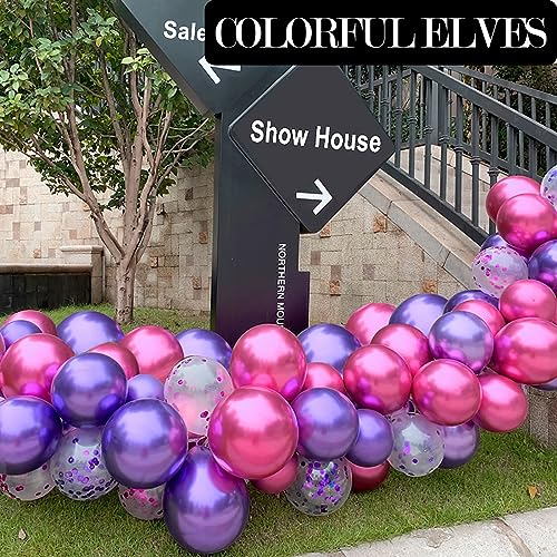 12 Inch 100 Pcs Metallic Chrome Hot Pink Balloons Shiny Thicken Latex Balloon Party Decoration (Hot Pink) - color: Hot Pink