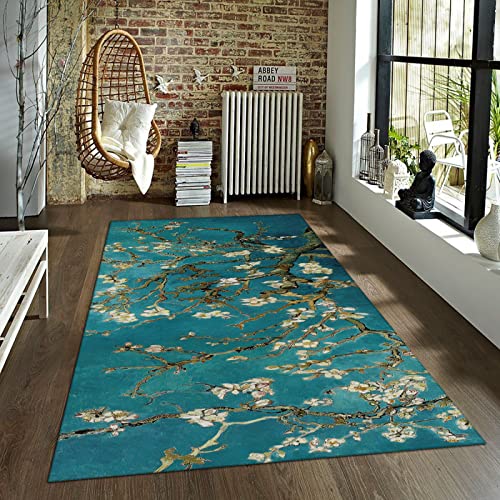 Famous Painting Area Rug Modern Impressionism Artwork Carpet for Living Room Bedroom Dining Home Office Area Rug with Rubber Backing Teal 6'x9' - size: 6' x 9' (Rectangular)