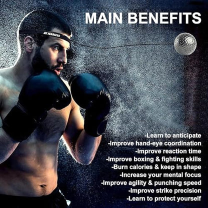 Boxing Reflex Ball Set– 3 Boxing Balls with Varying Weights, Headband, Great Boxing Equipment Gift for Reflex, Timing, Accuracy, Focus and Hand-Eye Coordination, Boxing Training for Adults and Kids