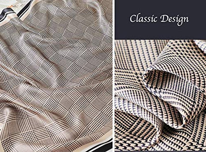 ANDANTINO 100% Silk Long Scarf-Women Large Oblong Shawls with Gift Packed - color: Check-earth Tone