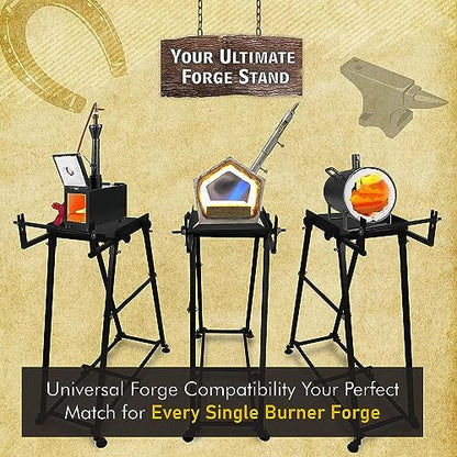 Simond Store Blacksmith Forge Kit Stand - Compatible with all Single Burner Blacksmithing Starter Kit - Steel Propane Forge - Forge Starter kit Stand 12 inch Home Forge Starter kit Tool Kit Stand