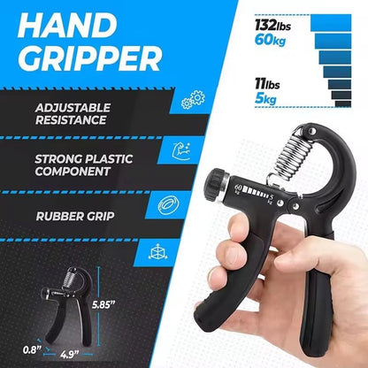 5 Pack Hand Grip Strengthener Kit with Adjustable Resistance Up to 130lbs, Forearm Trainer, Finger Exerciser, Stress Ball, Carrying Bag