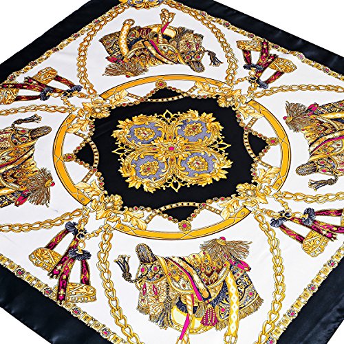 YOUR SMILE Silk Like Scarf Women's Fashion Pattern Large Square Satin Headscarf Headdress - color: 101