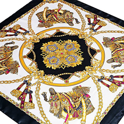 YOUR SMILE Silk Like Scarf Women's Fashion Pattern Large Square Satin Headscarf Headdress - color: 101