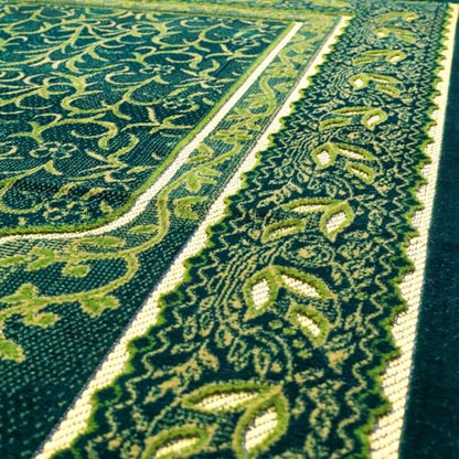 Muslim Prayer Rug, Soft Plush Thin Islamic Prayer Mat, Janamaz, Sajada, Praying Carpet, Islamic Gift, Foldable Portable Turkish Prayer Mat for Men&Women, Lightweight Travel Prayer Rug, 26"x43" - color: Jeddah / Darkgreen2