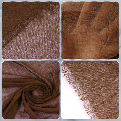 Nydotd Women Summer Cotton Linen Scarf Crinkle Long Beach Shawl Wrap hijab with Fringe - color: Dark Brown