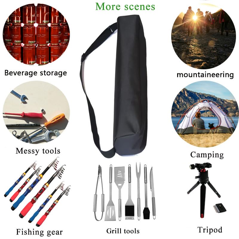 Multi-Function Heavy Duty Waterproof Organizer Bag - for Tripod, Grill Tools, Camping Gear, Beverage & Art Supplies Storage with Adjustable Shoulder Strap(27''(L) x3''(H)) - size: 27''(L)x3''(H)