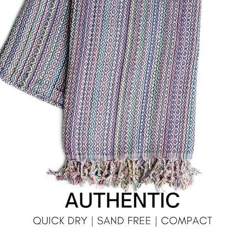 BAY LAUREL Turkish Beach Towel with Travel Bag 39 x 71 Quick Dry Sand Free Lightweight Large Oversized Towels Light - color: Purple Mix