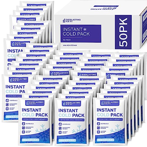 50 Pack - Instant Cold Packs - Instant Ice Packs for Injuries | Disposable Cold Compress Ice Pack for Pain Relief, Swelling, Inflammation, Sprains, Toothache - Cold Pack for Athletes - style: 50 Pack