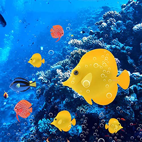 Artificial Moving Fish Floating Silicone Fish with Suction Cup Fishing Line Aquarium Decorations for Fish for T