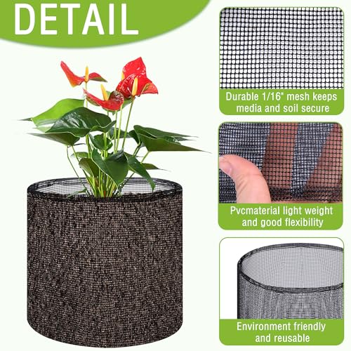 EBaokuup 4 Pcs Aquatic Pond Planting Bags-7.1" H x 7.2" Dia Reusable Mesh Water Garden Pond Plant Pot-Breathable Black Round Lily Plant Pots for Pond Bog Plant Garden Terrestrial Plant - color: Black, size: Round