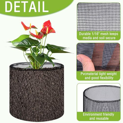 EBaokuup 4 Pcs Aquatic Pond Planting Bags-7.1" H x 7.2" Dia Reusable Mesh Water Garden Pond Plant Pot-Breathable Black Round Lily Plant Pots for Pond Bog Plant Garden Terrestrial Plant - color: Black, size: Round