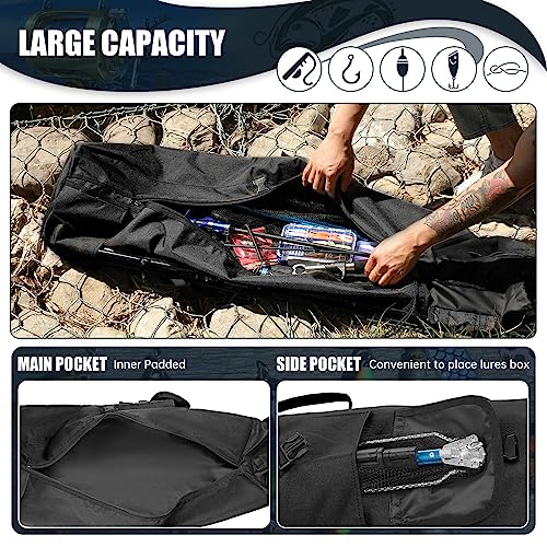 Fishing Rod Bag Fishing Rod Case, Durable Folding 900D Oxford Fabric Portable Large Capacity Waterproof, Fishing Gifts for Men Boys - color: Black