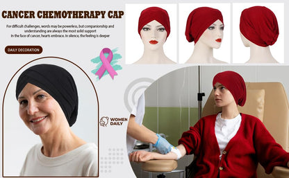 Fxhixiy Women Hijab Chemo Skullies Beanie, Twisted Turban Cap, Cancer Hair Cover Headwrap - color: Black