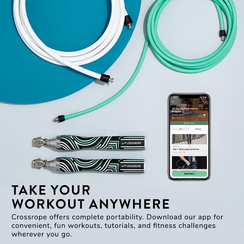 Crossrope Get Lean Weighted Jump Rope Set for Weight Loss | Includes Slim Handles with 1/4 and 1/2 lb weighted ropes for efficient cardio, endurance training, and full-body workouts. - size: M - (5'5.5" to 5'10" User Height), style: 2023 Edition