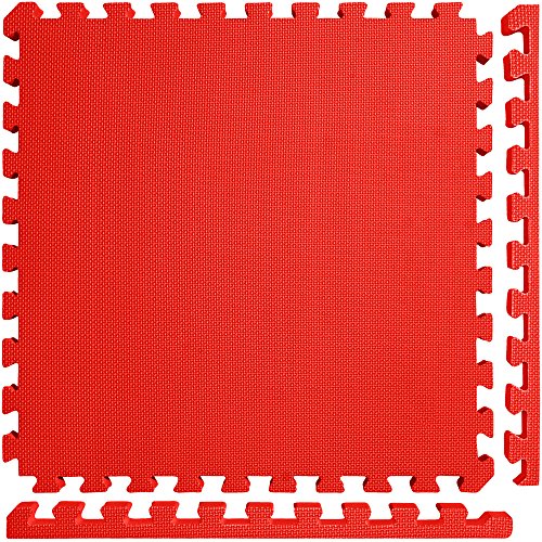 Meister X-Thick 1.5" Interlocking EVA Foam Mats - RD - 16 Tiles (64 Sqft) | Extra-thick 2X cushioning w/ anti-slip grip. 2' x 2' puzzle mats for wrestling, MMA, gymnastics, home gyms and play areas - color: Red, size: 16 Tiles (64 Sqft)