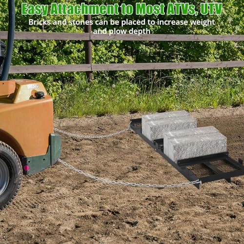 Garvee Drag Harrow 6 Ft Heavy Duty Tow Behind Drag Harrow with Adjustable Bars and 72 Inch Chain Driveway Grader Landscape Rake for ATV, UTV, Tractor - size: 6 FT
