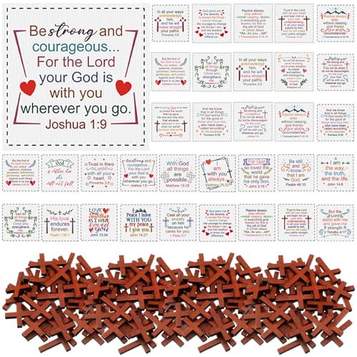 38 Sets Pocket Prayer Quilt Kits with Wooden Crosses, Mini Prayer Cloth Squares for Sunday School Rewards, Church Giveaways, Baptism Favors, Women Bible Study Religious Gifts(Classic,Brown) - color: Brown, style: Classic