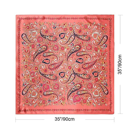 DRESHOW 35” Large Square Satin Head Scarf - 4Pcs Silk Accessories Classic Patterned Squares Beach Bandanas for Women - color: 4 Pcs: Navy, Pink, White, Beige
