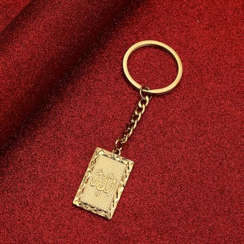 Islam Muslim Allah Pendant Keychain Women Necklace Religious Amulet Pendant Accessories Party Jewelry - color: Gold
