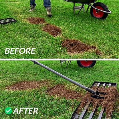 Walensee Lawn Leveling Rake, Reinforced Leveler with 6.5FT Steel Handle | 17X10 Inch Steel Head, Topdressing Spreader, Soil Sand Leveling, Sturdy Screw Lock Handle, Lawn Repair, Garden Maintenance - size: 6.5FT 17"x10"