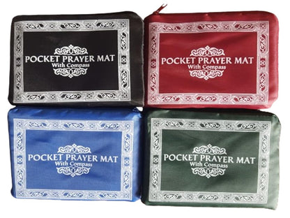 4 Pieces Portable Travel Prayer Mat with Compass, Waterproof Polyester Prayer Rug, Muslim Travel Prayer Mat, for Ramadan Gifts (60cm×100cm) (4)
