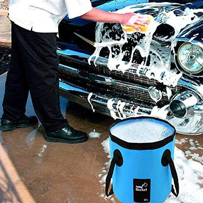 Collapsible Bucket, 3 Gallon Portable Folding Bucket Multifunctional Fishing Bucket for Travelling Camping Hiking Fishing Gardening