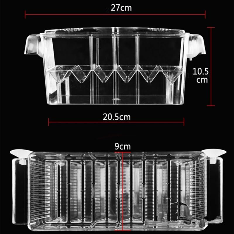 Multifunctional Fish Breeding Box 4 Rooms Aquarium Breeder Box with Suction Cups Fish Baby Hatchery Acrylic Incubator Isolation Boxes for Guppy Baby Hatchery Injured Pregnant Fishes