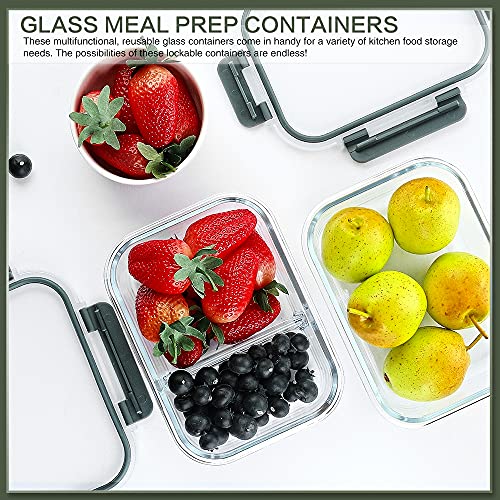 10 Packs 30 oz Glass Meal Prep Containers with Lids | Glass Food Storage Containers with Lids, Airtight Lunch Bento Boxes, Microwave, Freezer and Dishwasher, Gray - color: Gray